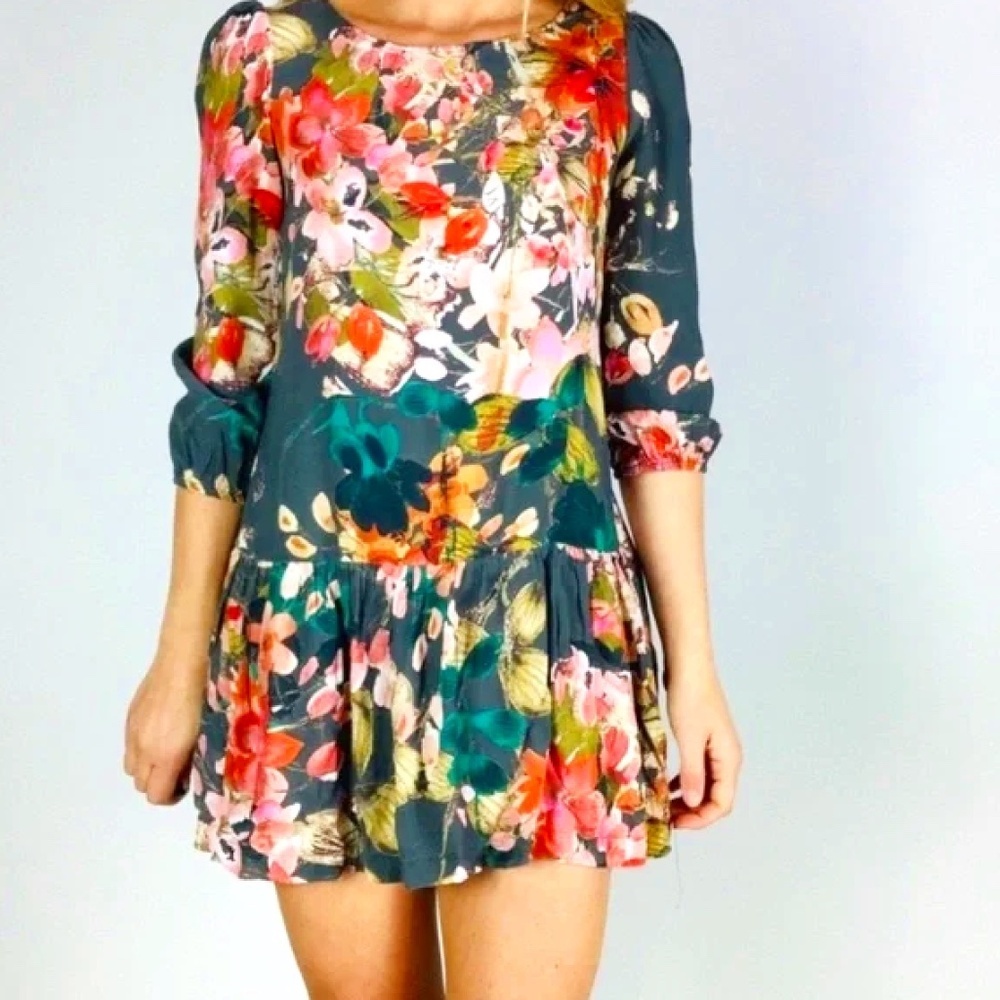 EUC Anthropologie Meadow Rue Minutiae Floral Mini Dress Size 6